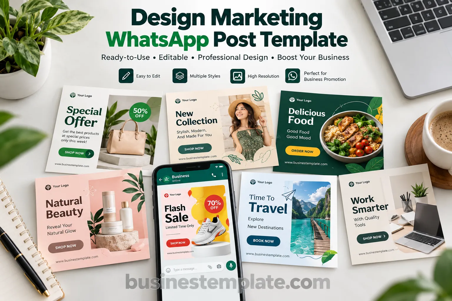 Design marketing WhatsApp post template for business promotions